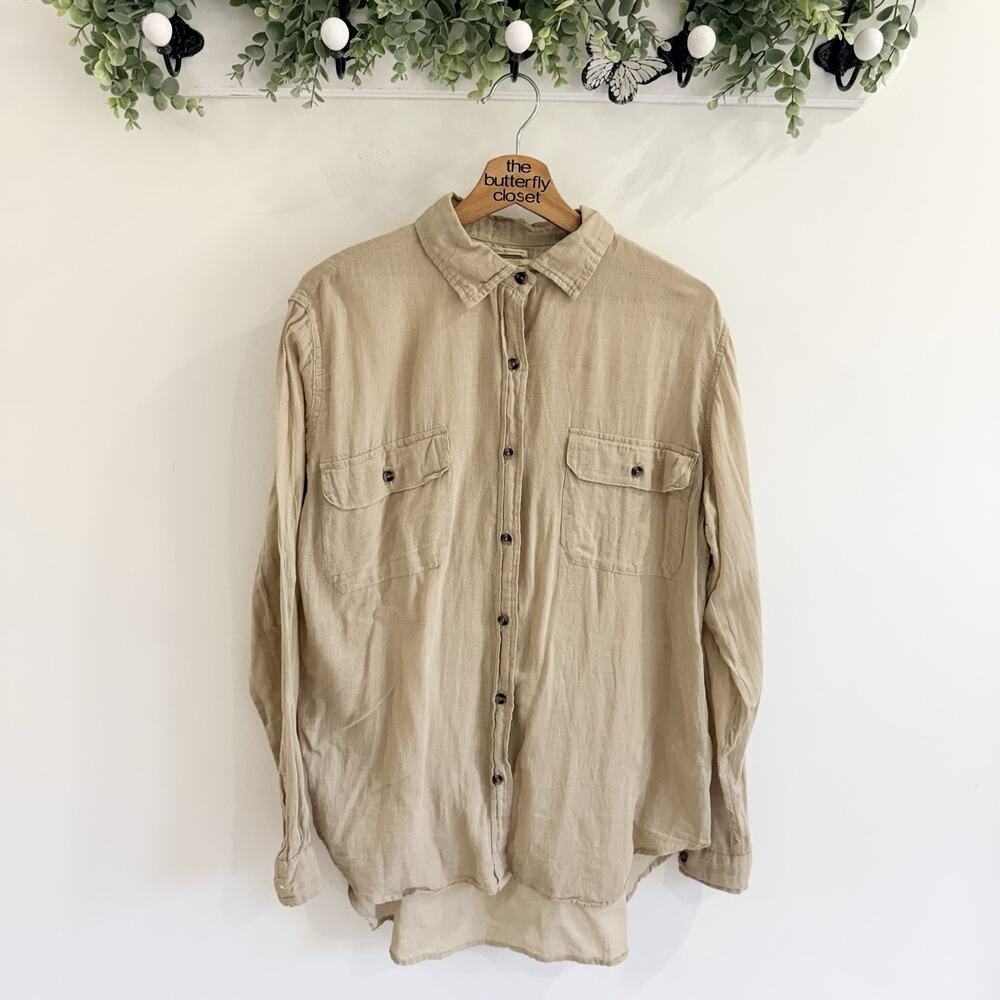 Denim & Supply Ralph Lauren Boyfriend Button Down Top Shirt Tan Size XL R6593